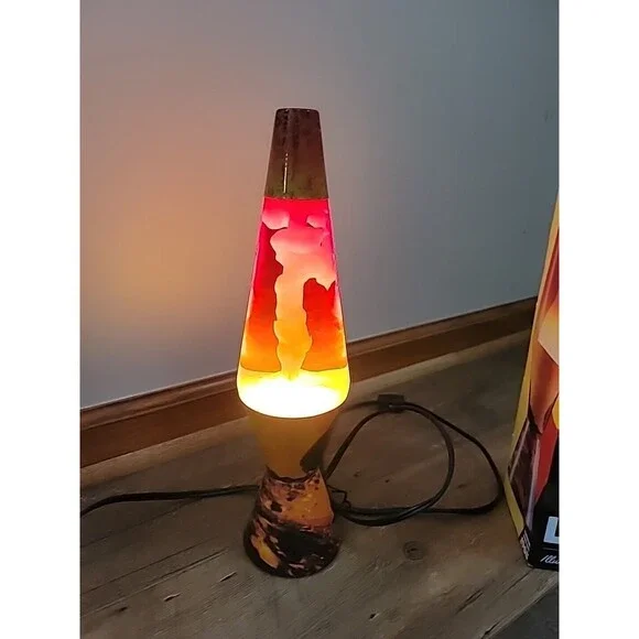 Lava Lite 2149 COLORMAX Volcano Print LAVA LAMP Light Red Orange Globe 14.5” - Picture 4 of 5